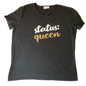 Bobbie & Brooks Women’s Short Sleeve Sleepwear T-shirt size L,Black,Status Queen